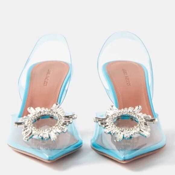 AMINA MUADDI Begum Glass Sling Pump in Sky 38 With Box Womens High Heels - Picture 5 of 17